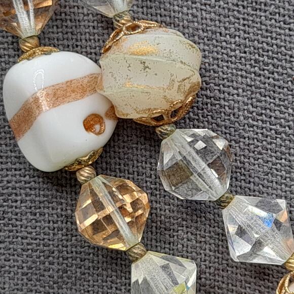 Vintage 1950s Art Glass Beaded Necklace with Aurora Borealis Crystals, 19 Inches - Picture 4 of 13